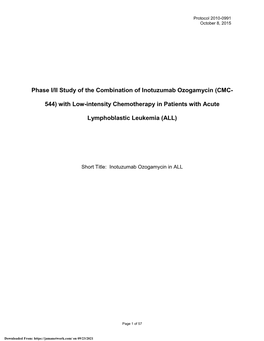 Salvage Chemoimmunotherapy with Inotuzumab Ozogamicin Combined