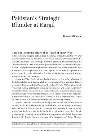 Pakistan S Strategic Blunder at Kargil, by Brig Gurmeet