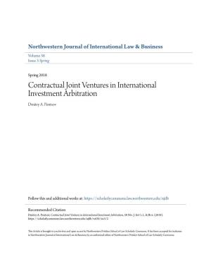 Contractual Joint Ventures in International Investment Arbitration Dmitry A