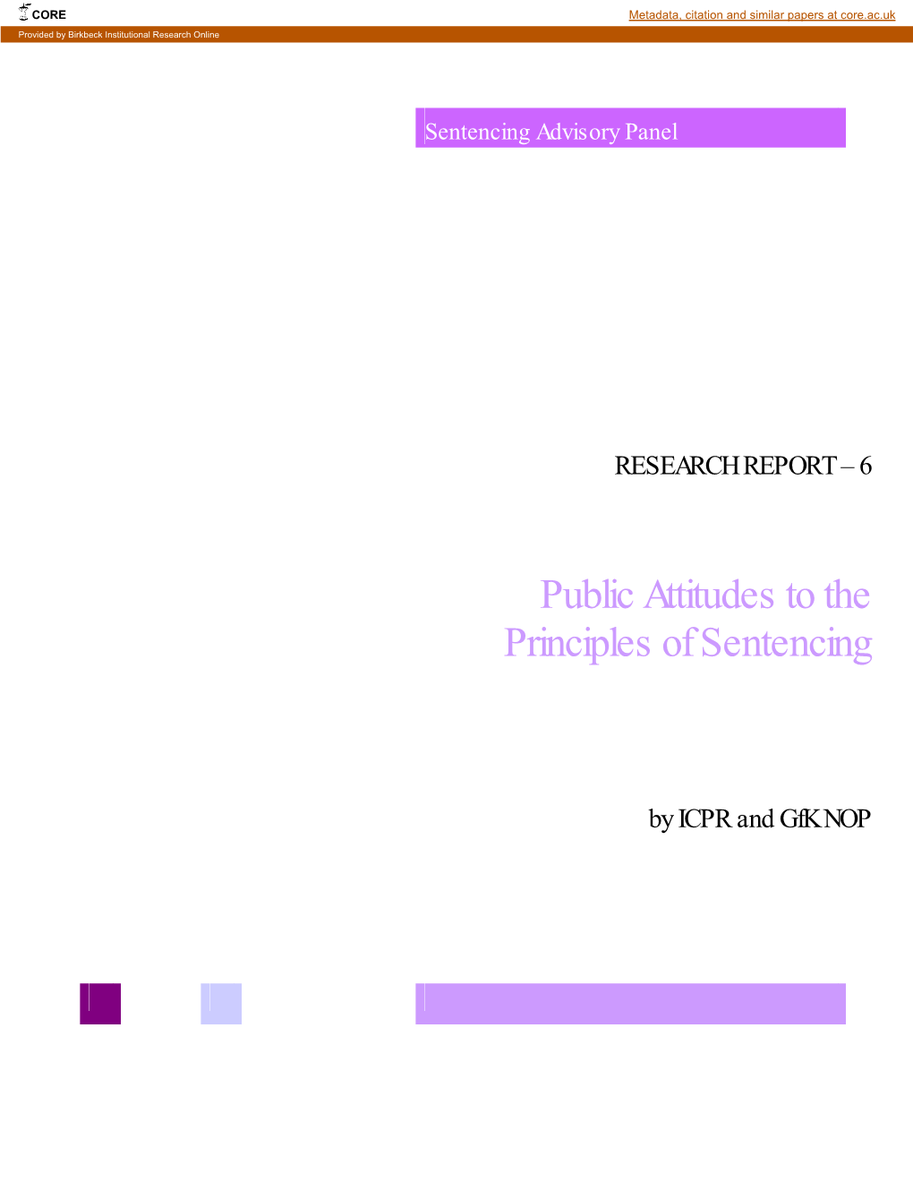 Public Attitudes to the Principles of Sentencing