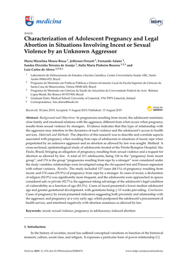 Characterization of Adolescent Pregnancy and Legal Abortion in Situations Involving Incest Or Sexual Violence by an Unknown Aggressor