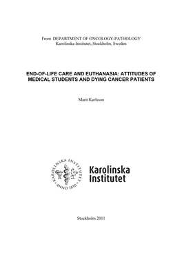 End-Of-Life Care and Euthanasia: Attitudes of Medical Students and Dying Cancer Patients