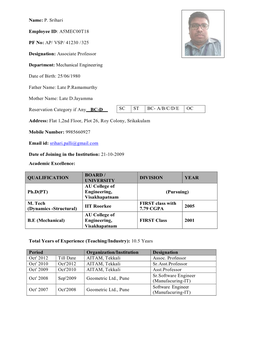P. Srihari Employee ID