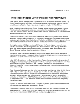 Indigenous Peoples Days Fundraiser with Peter Coyote