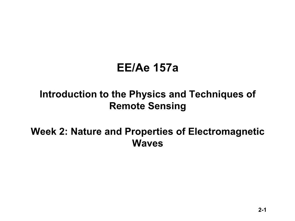 Principles and Techniques of Remote Sensing