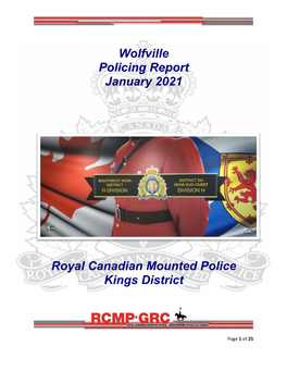 Wolfville Policing Report January 2021 Royal Canadian Mounted