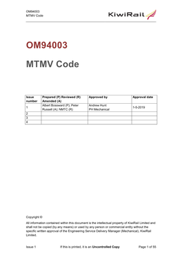 OM94003 MTMV Code Issue 1