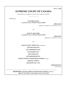 Supreme Court of Canada | Cour Suprême Du Canada