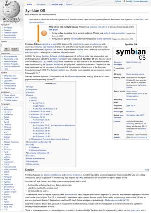 Symbian OS from Wikipedia, the Free Encyclopedia