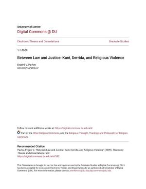 Between Law and Justice: Kant, Derrida, and Religious Violence