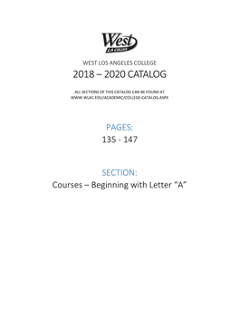 West Los Angeles College 2018 – 2020 Catalog