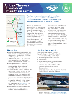 Amtrak Thruway: Interstate 41 and Intercity Bus Service