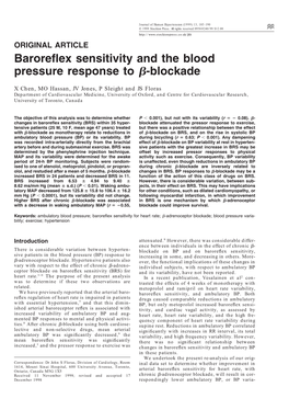 Baroreflex Sensitivity and the Blood Pressure Response To