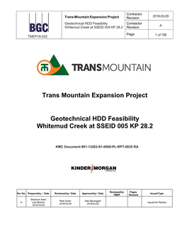 Trans Mountain Expansion Project Geotechnical HDD Feasibility
