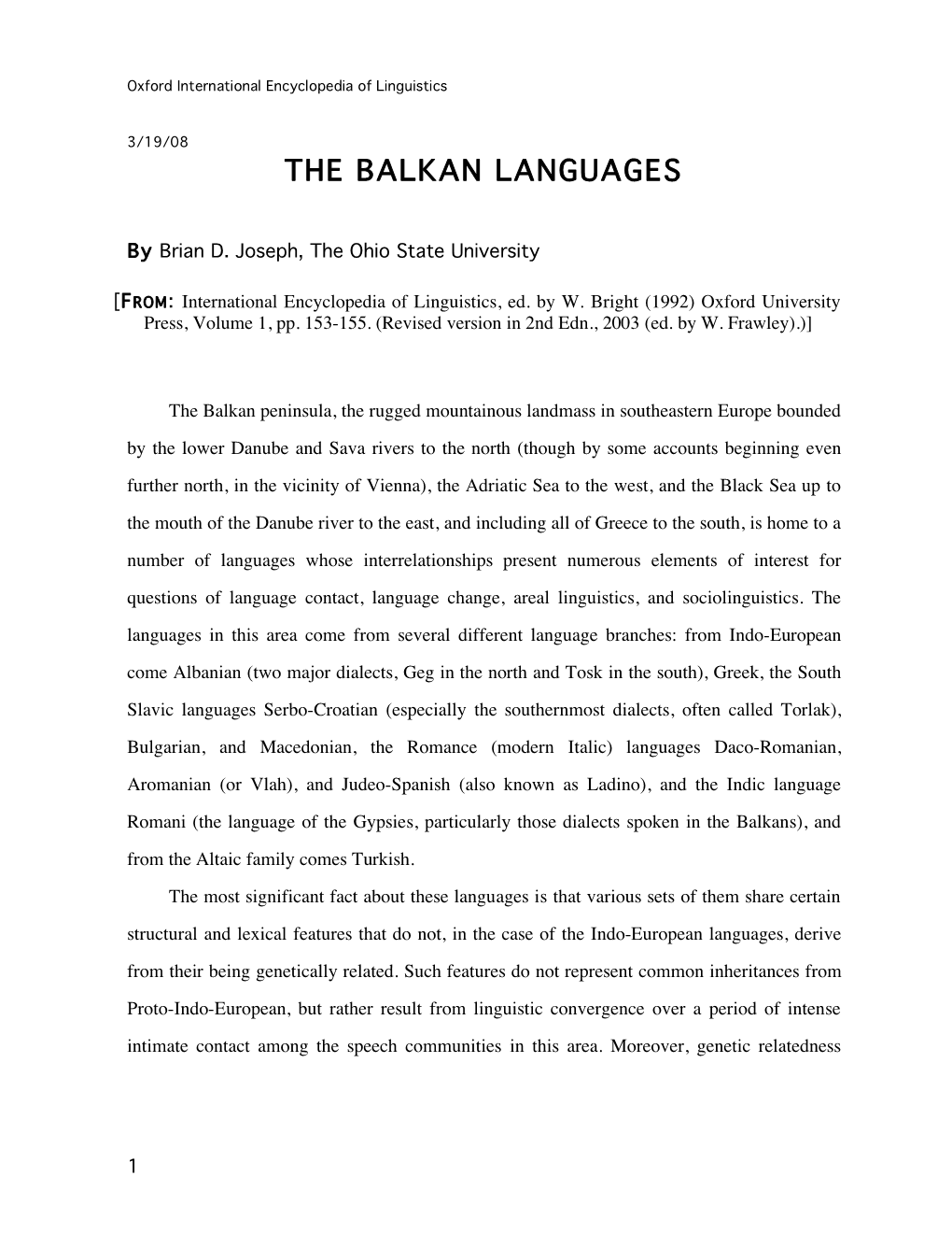 The Balkan Languages