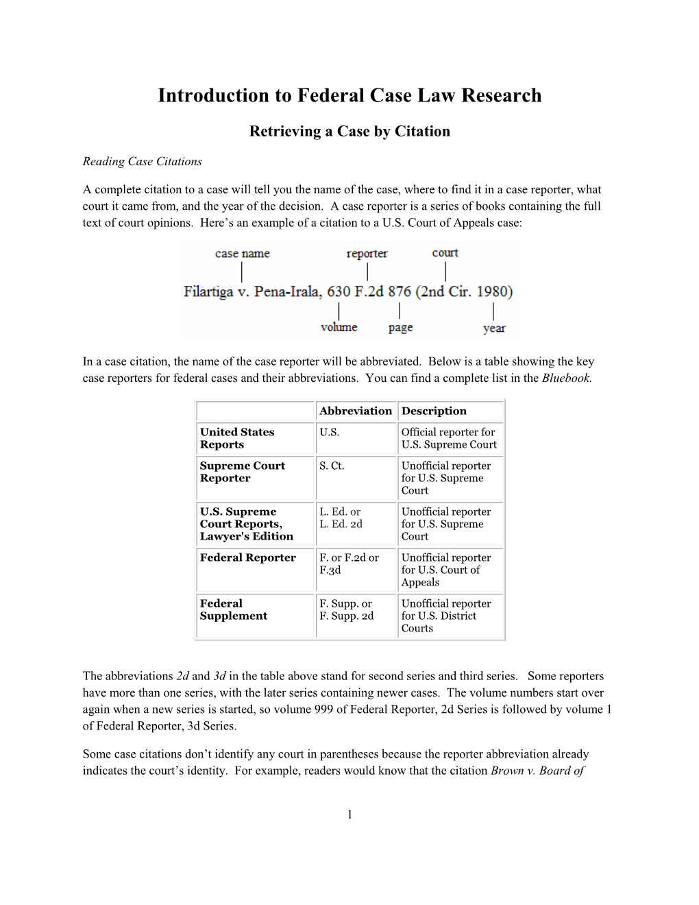 Introduction to Federal Case Law Research