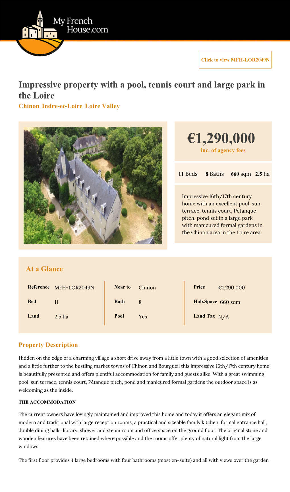11 Bedroom Chateau for Sale – Chinon