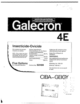 U.S. EPA, Pesticide Product Label, GALECRON 4 EC INSECTICIDE