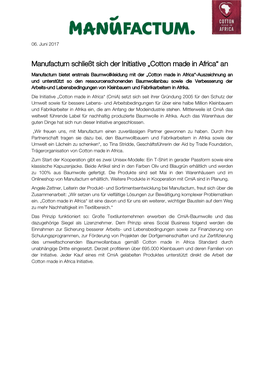Manufactum Schließt Sich Der Initiative „Cotton Made in Africa“ An