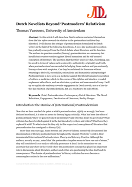 Postmodern’ Relativism Thomas Vaessens, University of Amsterdam