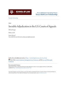 Invisible Adjudication in the U.S. Courts of Appeals Michael Kagan