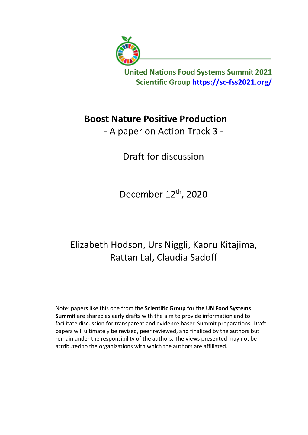 Boost Nature Positive Production - a Paper on Action Track 3