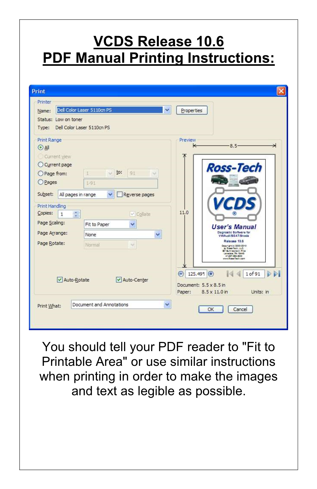 VCDS Release 10.6 PDF Manual Printing Instructions