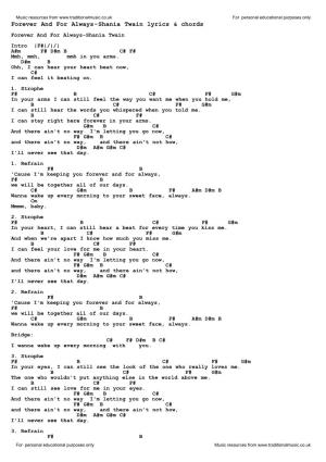 Forever and for Always-Shania Twain Lyrics & Chords
