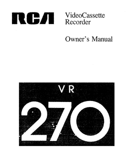 Videocassette Recorder Owner's Manual