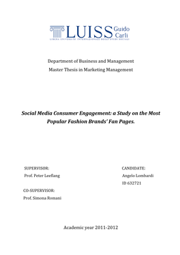 Social Media Consumer Engagement: a Study on the Most Popular Fashion Brands’ Fan Pages