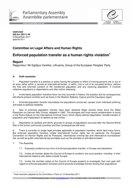 Enforced Population Transfer As a Human Rights Violation 1