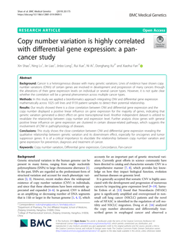 Copy Number Variation Is Highly Correlated with Differential Gene Expression