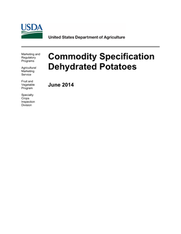 Commodity Specification for Dehydrated Potato Products, June