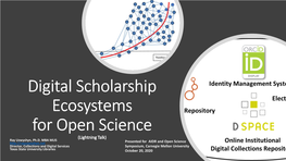 Digital Scholarship Ecosystems for Open Science (Lightning Talk) Ray Uzwyshyn, Ph.D