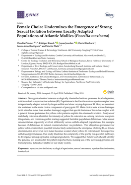 Female Choice Undermines the Emergence of Strong Sexual Isolation Between Locally Adapted Populations of Atlantic Mollies (Poecilia Mexicana)