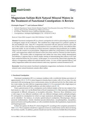 Magnesium Sulfate-Rich Natural Mineral Waters in the Treatment of Functional Constipation–A Review