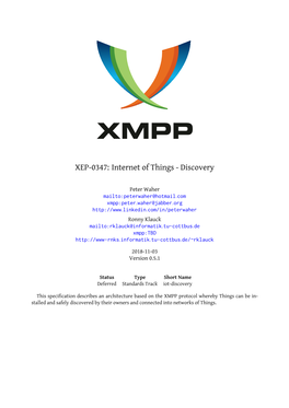 XEP-0347: Internet of Things - Discovery