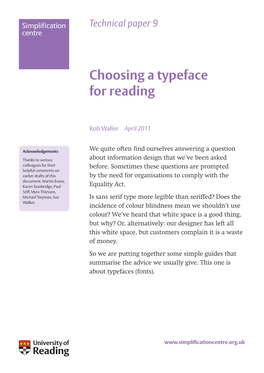 Choosing a Typeface for Reading