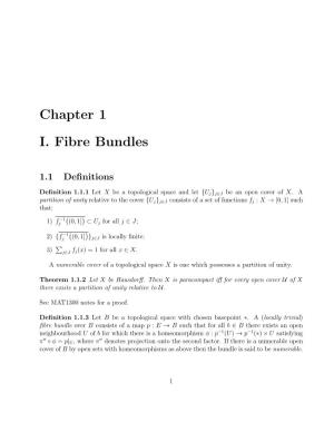 Chapter 1 I. Fibre Bundles