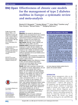 Effectiveness of Chronic Care Models for the Management of Type 2 Diabetes Mellitus in Europe: a Systematic Review and Meta-Analysis