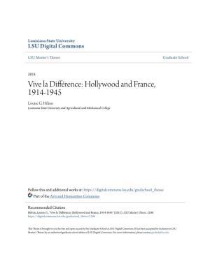 Hollywood and France, 1914-1945 Louise G