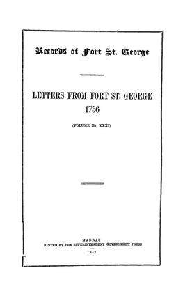 Letters from Fort St. George 1756