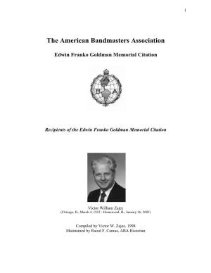 Edwin Franko Goldman Memorial Citation