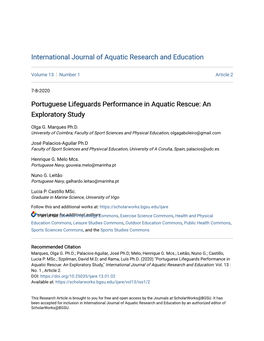 Portuguese Lifeguards Performance in Aquatic Rescue: an Exploratory Study