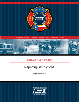 Recruit Fire Academy Reporting Instructions