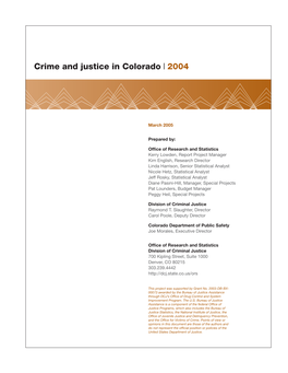 Crime and Justice in Colorado: 2005