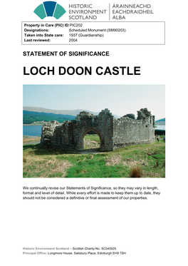 Loch Doon Castle Statement of Significance