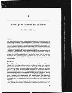 Recent Global Sea Levels and Land Levels