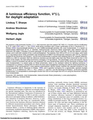 A Luminous Efficiency Function, V*(1), for Daylight Adaptation