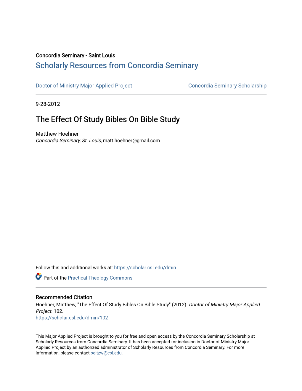 The Effect of Study Bibles on Bible Study